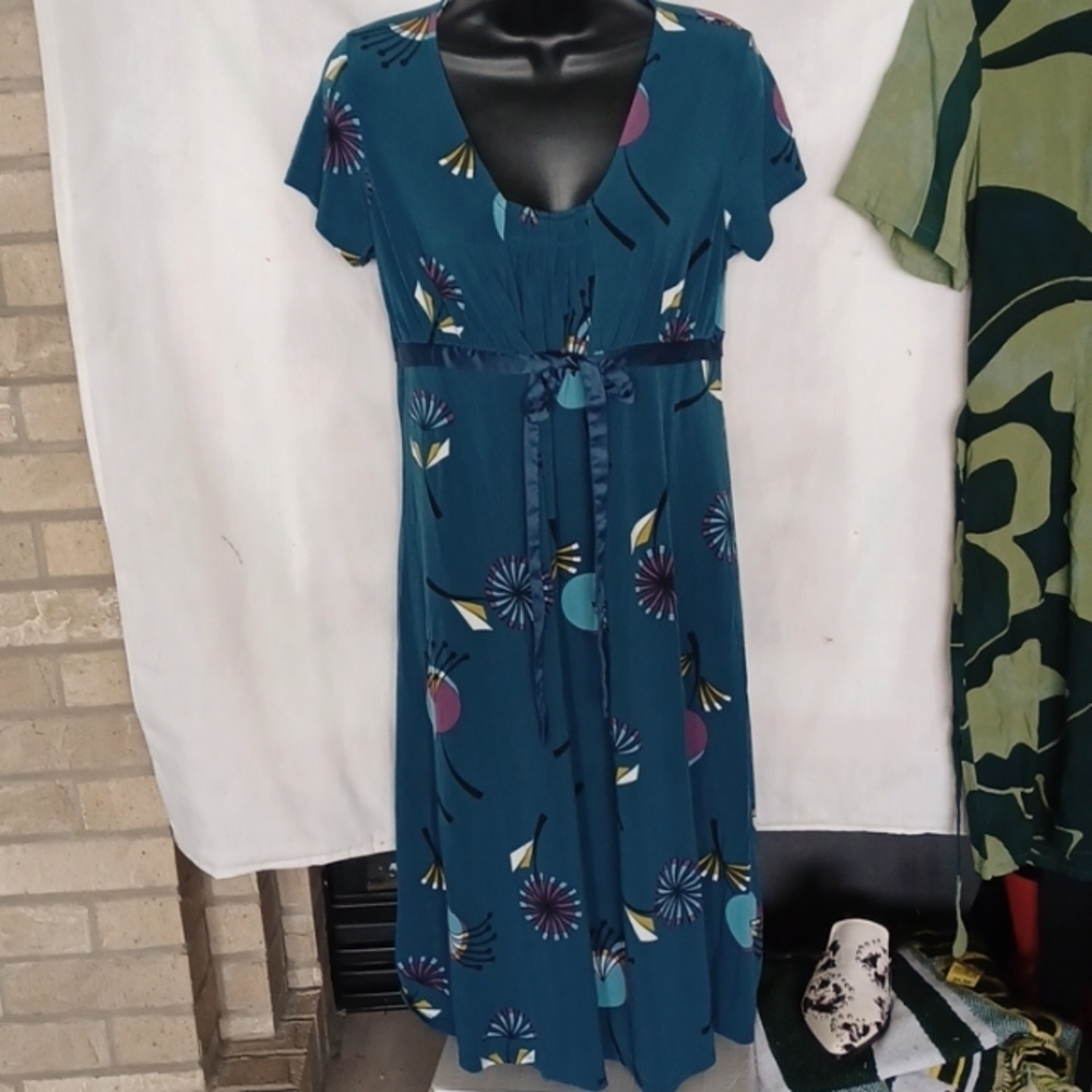 Duo Maternity Green Floral Dress Size Small